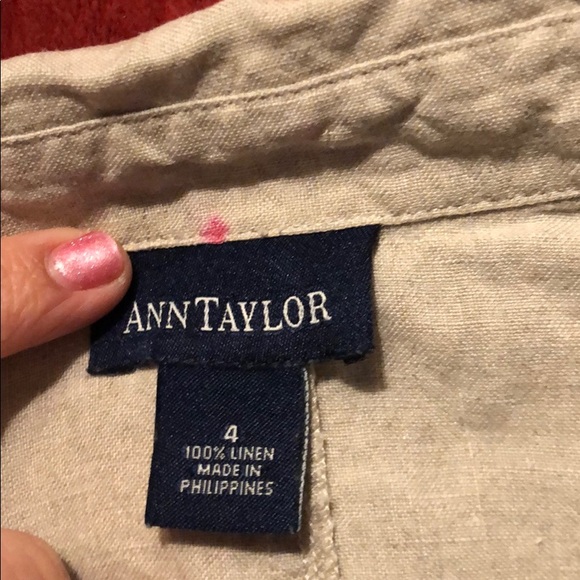 Ann Taylor linen collared sleeveless blouse - Picture 6 of 8